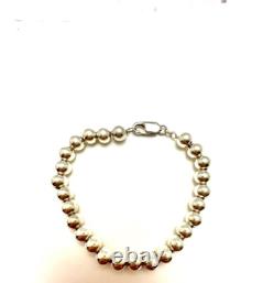 Made in Italy Large Bead Bracelet 9 inch Sterling Silver Stamped 925