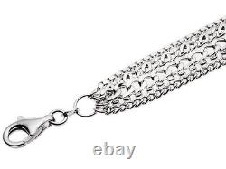 Made in Italy Rhodium Over 925 Sterling Silver Five Strand Chains Bracelet 8