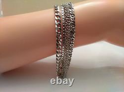 Made in Italy Rhodium Over 925 Sterling Silver Five Strand Chains Bracelet 8