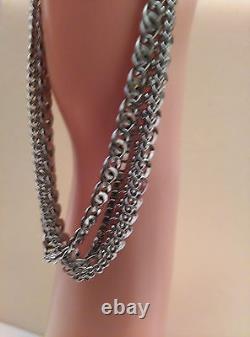 Made in Italy Rhodium Over 925 Sterling Silver Five Strand Chains Bracelet 8