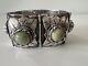 Made in Mexico Sterling Silver Green Stone Cuff Bracelet