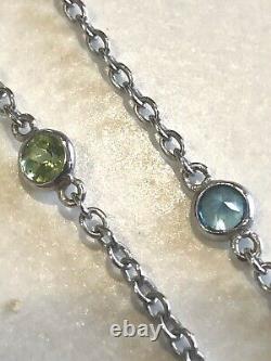 Made in Thailand Multi-Gem Chain Necklace, 18 with extender, Sterling Silver 925