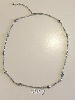 Made in Thailand Multi-Gem Chain Necklace, 18 with extender, Sterling Silver 925