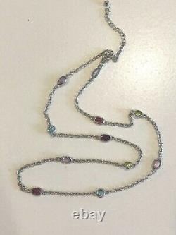 Made in Thailand Multi-Gem Chain Necklace, 18 with extender, Sterling Silver 925