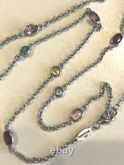 Made in Thailand Multi-Gem Chain Necklace, 18 with extender, Sterling Silver 925