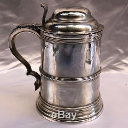 Magnificent 19c Sterling Silver English Tankard Made By Atkin Brothers