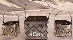 Magnificent 3 Piece Cartier French Hand Made Sterling Silver Baskets Must See