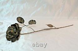 Magnificent Italian Hand Made Sterling Silver Rose Flower Signed (must See)