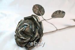 Magnificent Italian Hand Made Sterling Silver Rose Flower Signed (must See)