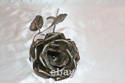 Magnificent Italian Hand Made Sterling Silver Rose Flower Signed (must See)