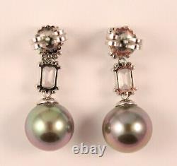 Majorica Sterling Silver Pearl Drop Earrings Gray Man Made Pearl Studs 11mm