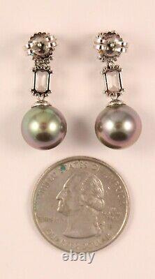 Majorica Sterling Silver Pearl Drop Earrings Gray Man Made Pearl Studs 11mm