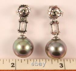 Majorica Sterling Silver Pearl Drop Earrings Gray Man Made Pearl Studs 11mm