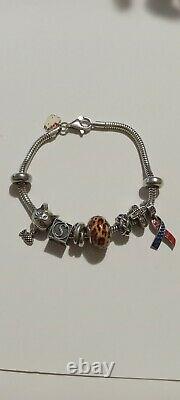 (Marked) 925 Sterling Silver MA Charm Bracelet (Made In Italy)