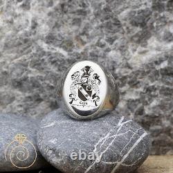 Men Family Crest Anniversary Ring Custom Made Wax Seal Signet Silver Father Band