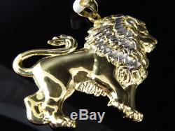 Men's 14K Yellow Gold Over Round Cut Diamond Grade Hand Made Lion Charm Pendant