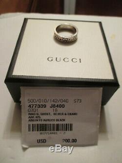 Men's #18 Gucci Sterling Silver Ghost Thin Band Ring Made In Italy Size 8.5