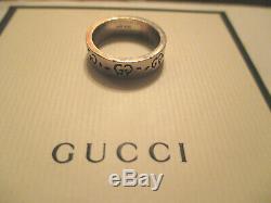 Men's #18 Gucci Sterling Silver Ghost Thin Band Ring Made In Italy Size 8.5