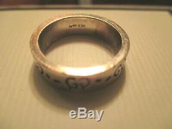 Men's #18 Gucci Sterling Silver Ghost Thin Band Ring Made In Italy Size 8.5