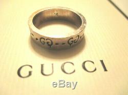 Men's #18 Gucci Sterling Silver Ghost Thin Band Ring Made In Italy Size 8.5