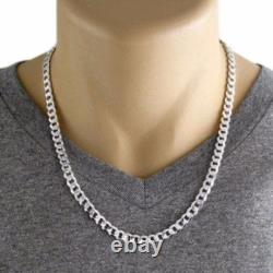 Men's 925 Sterling Silver Curb Link Chain Necklace 180 Gauge 7 mm Made in Italy