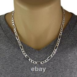 Men's 925 Sterling Silver Figaro Chain Necklace 180 Gauge 7 mm Made in Italy