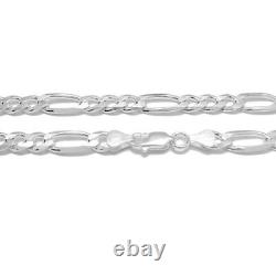 Men's 925 Sterling Silver Figaro Chain Necklace 180 Gauge 7 mm Made in Italy