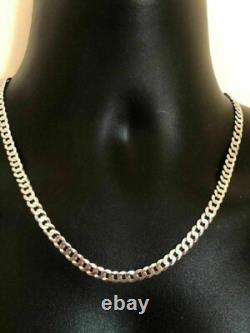 Men's Flat Miami Cuban Link Chain Solid 925 Sterling Silver 7mm Thick Italy Made