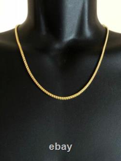 Men's Franco Chain Real 14K Gold Plated Solid 925 Sterling Silver 2mm ITALY MADE