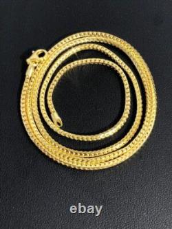 Men's Franco Chain Real 14K Gold Plated Solid 925 Sterling Silver 2mm ITALY MADE