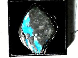 Men's Hand Made Southwestern Sterling Silver Kingman Turquoise Ring SZ 13.25 JL1