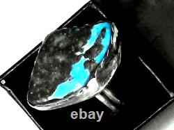 Men's Hand Made Southwestern Sterling Silver Kingman Turquoise Ring SZ 13.25 JL1