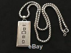 Men's Heavy Vintage Sterling Silver Ingot pendant. Made in 1977. On Silver Chain