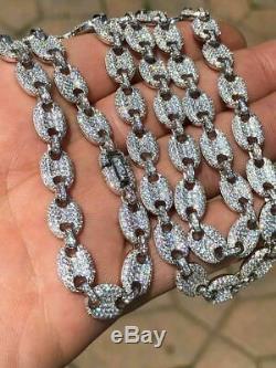 Men's Mariner Gucci Link Chain ICY Man Made Diamonds Solid 925 Silver 8mm Thick
