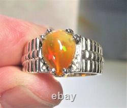 Men's Natural Solid Opal Ring-New Genuine Opal In Sterling Silver Size 10