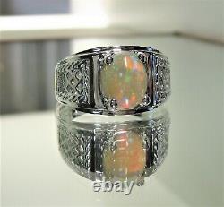 Men's Natural Solid Opal Ring Sterling Silver-New Men's Opal Ring Size 11