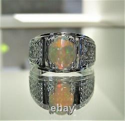 Men's Natural Solid Opal Ring Sterling Silver-New Men's Opal Ring Size 11