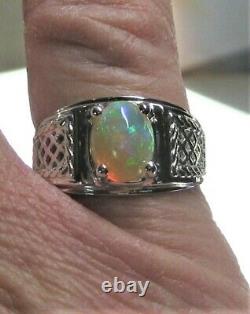 Men's Natural Solid Opal Ring Sterling Silver-New Men's Opal Ring Size 11