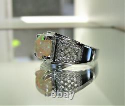 Men's Natural Solid Opal Ring Sterling Silver-New Men's Opal Ring Size 11