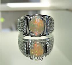 Men's Natural Solid Opal Ring Sterling Silver-New Men's Opal Ring Size 11