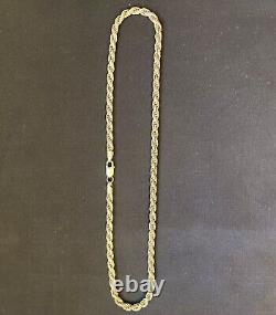 Men's Rope Chain Real Solid 925 Sterling Silver Necklace 6mm x 22 Made In ITALY