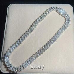 Men's Round Cut Real Moissanite Cuban Link Chain 925 Sterling Silver