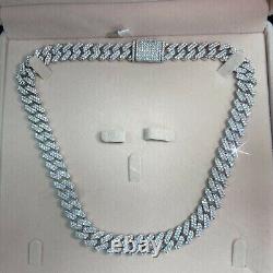 Men's Round Cut Real Moissanite Cuban Link Chain 925 Sterling Silver