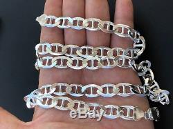 Men's Solid 925 Sterling Silver Chain Mariners Link MADE IN ITALY 10mm 93g 30