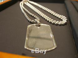 Men's Sterling Silver Bead Dog Tag Necklace Hand Made Italian 925 New 36 Long
