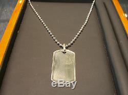 Men's Sterling Silver Bead Dog Tag Necklace Hand Made Italian 925 New 36 Long