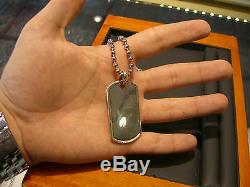 Men's Sterling Silver Bead Dog Tag Necklace Hand Made Italian 925 New 36 Long