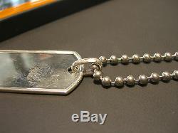 Men's Sterling Silver Bead Dog Tag Necklace Hand Made Italian 925 New 36 Long