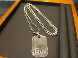 Men's Sterling Silver Bead Dog Tag Necklace Hand Made Italian 925 New 36 Long