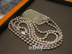 Men's Sterling Silver Bead Dog Tag Necklace Hand Made Italian 925 New 36 Long